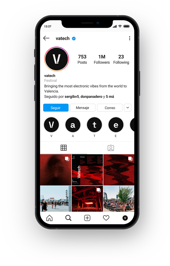 Feed Instagram para festival Vatech